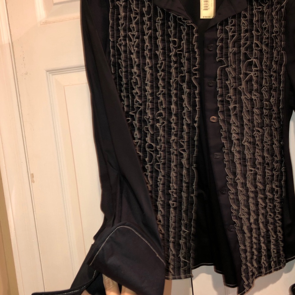 Max Studio Button Down Ruffle - image 3